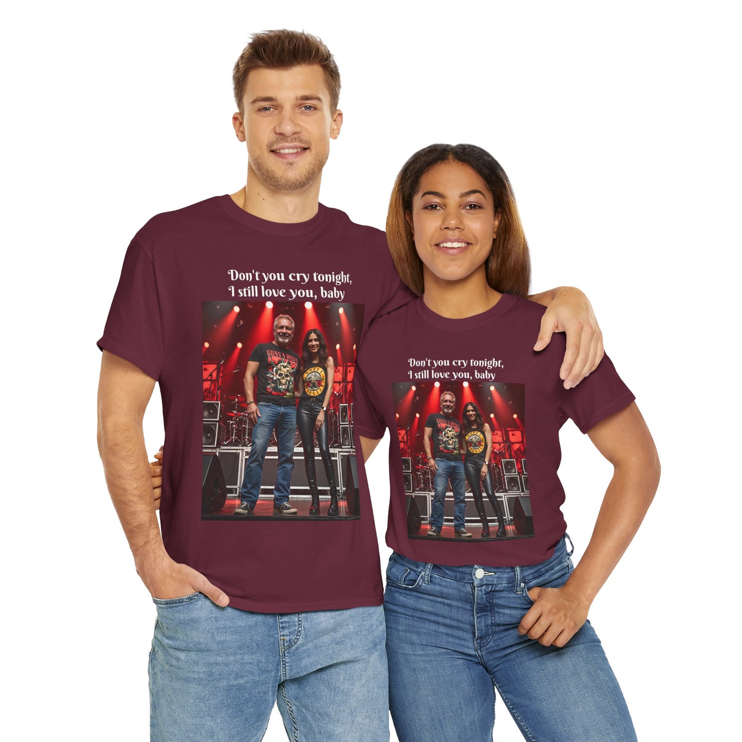 Customizable Classic Rock Unisex Heavy Cotton T-Shirt - ‘Don’t You Cry Tonight’ Vintage Design