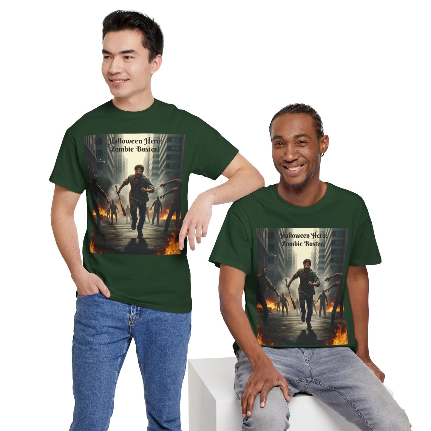 You As a Zombie Buster- Custom Made Halloween Cotton T-Shirt, Your Face On a T-Shirt