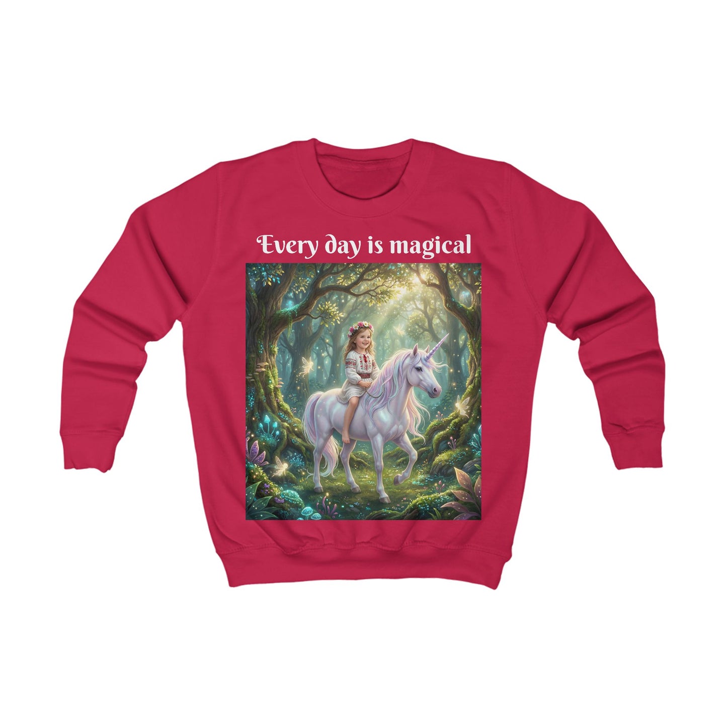 Individuell gestaltetes Sweatshirt „Prinzessin auf Einhorn“ – personalisiert mit ihrem Gesicht