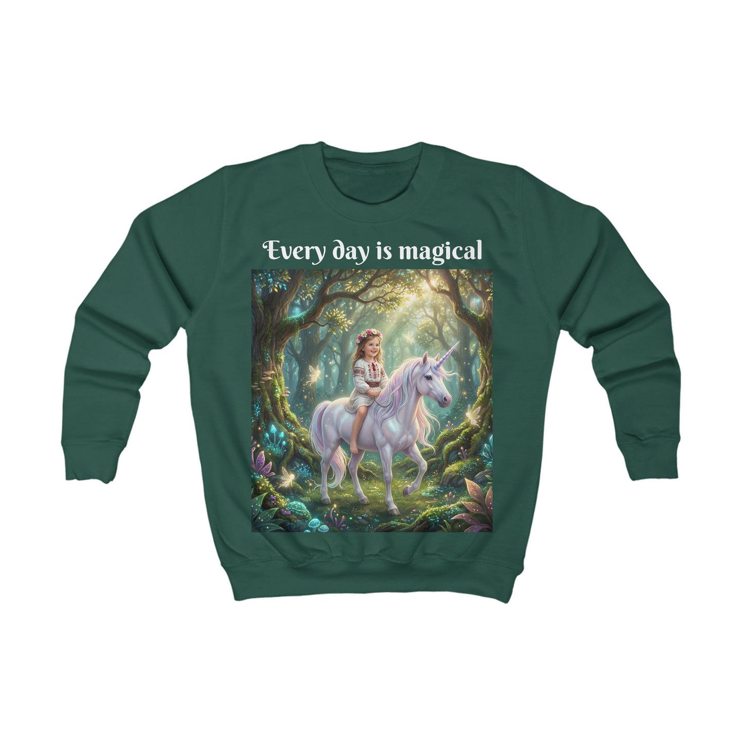 Individuell gestaltetes Sweatshirt „Prinzessin auf Einhorn“ – personalisiert mit ihrem Gesicht