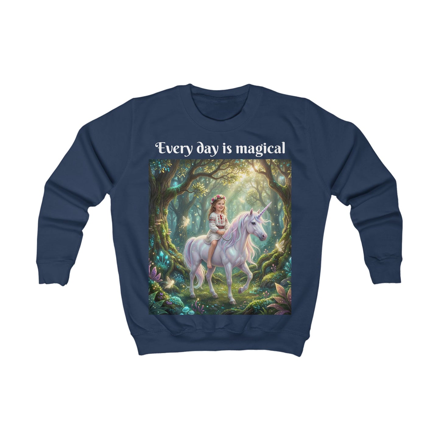 Individuell gestaltetes Sweatshirt „Prinzessin auf Einhorn“ – personalisiert mit ihrem Gesicht