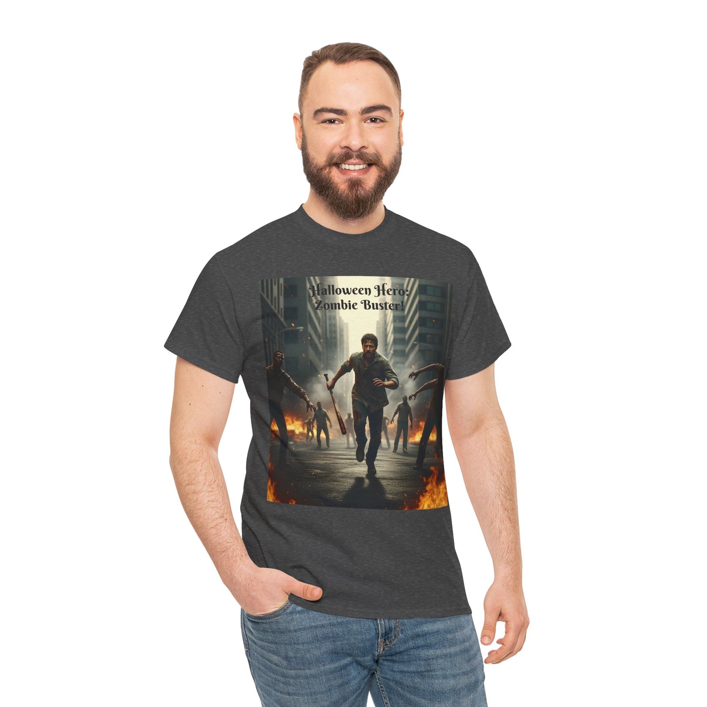 You As a Zombie Buster- Custom Made Halloween Cotton T-Shirt, Your Face On a T-Shirt