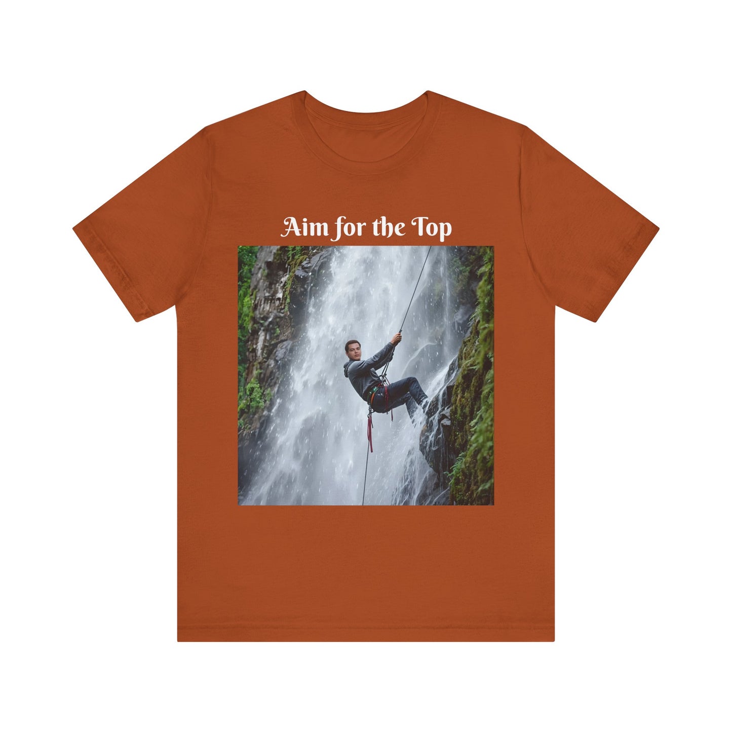 Customizable Cotton Adventure T-Shirt - "Aim for the Top" With Your Face on the T-Shirt