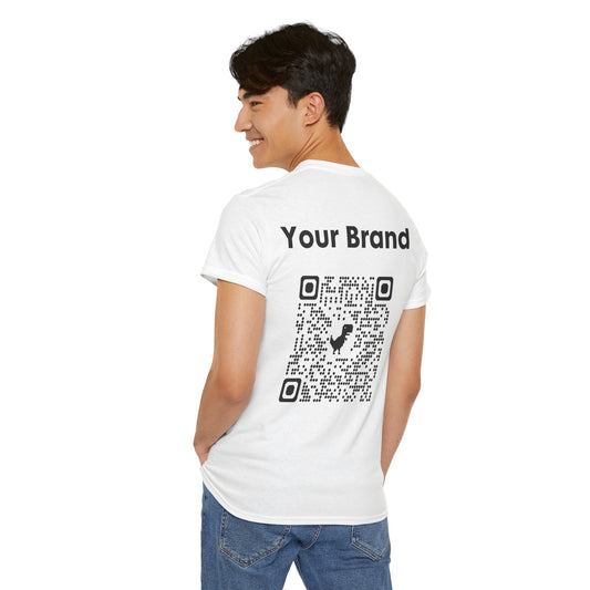 Custom QR Code Unisex T-Shirt - Perfect Bussines Personalized Gift, Casualwear, Street Style, Brand Promotion