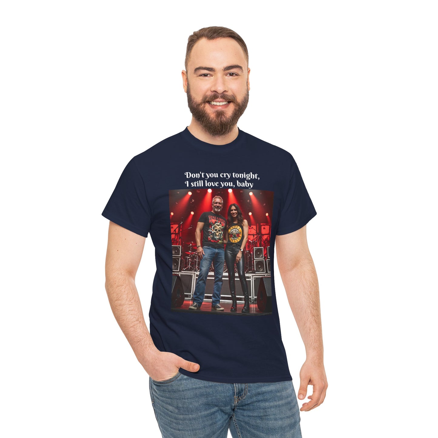 Customizable Classic Rock Unisex Heavy Cotton T-Shirt - ‘Don’t You Cry Tonight’ Vintage Design