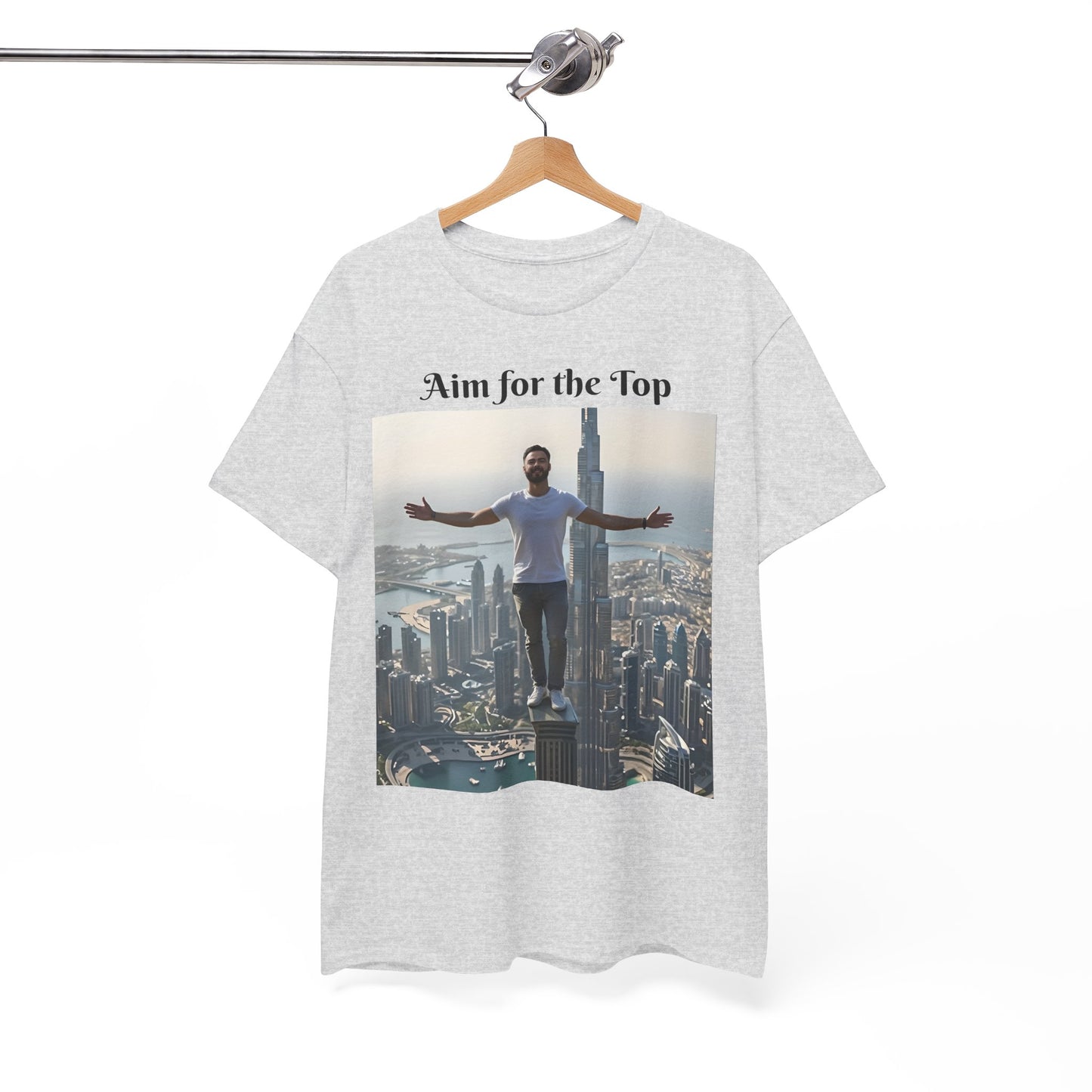 Customizable Cotton T-Shirt - ‘Aim for the Top’ - With Your Face on the T-Shirt