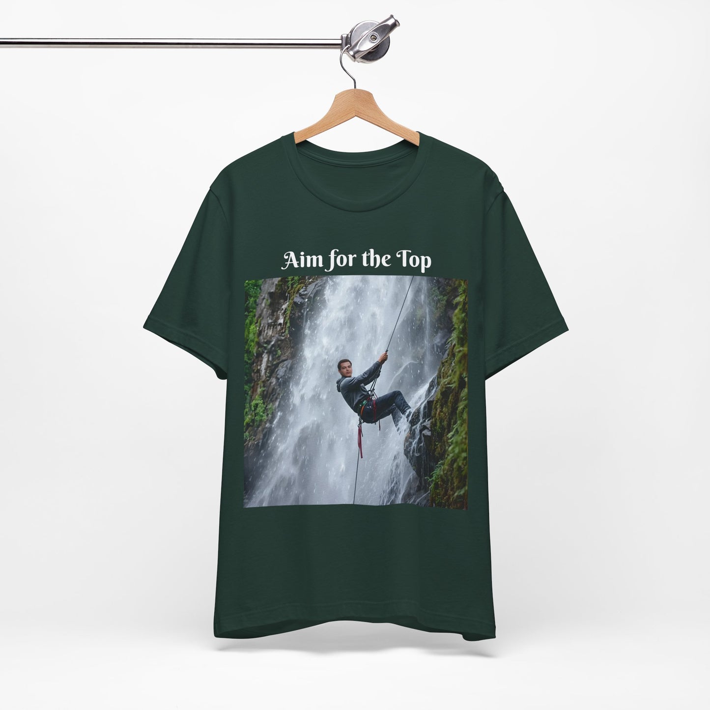 Customizable Cotton Adventure T-Shirt - "Aim for the Top" With Your Face on the T-Shirt