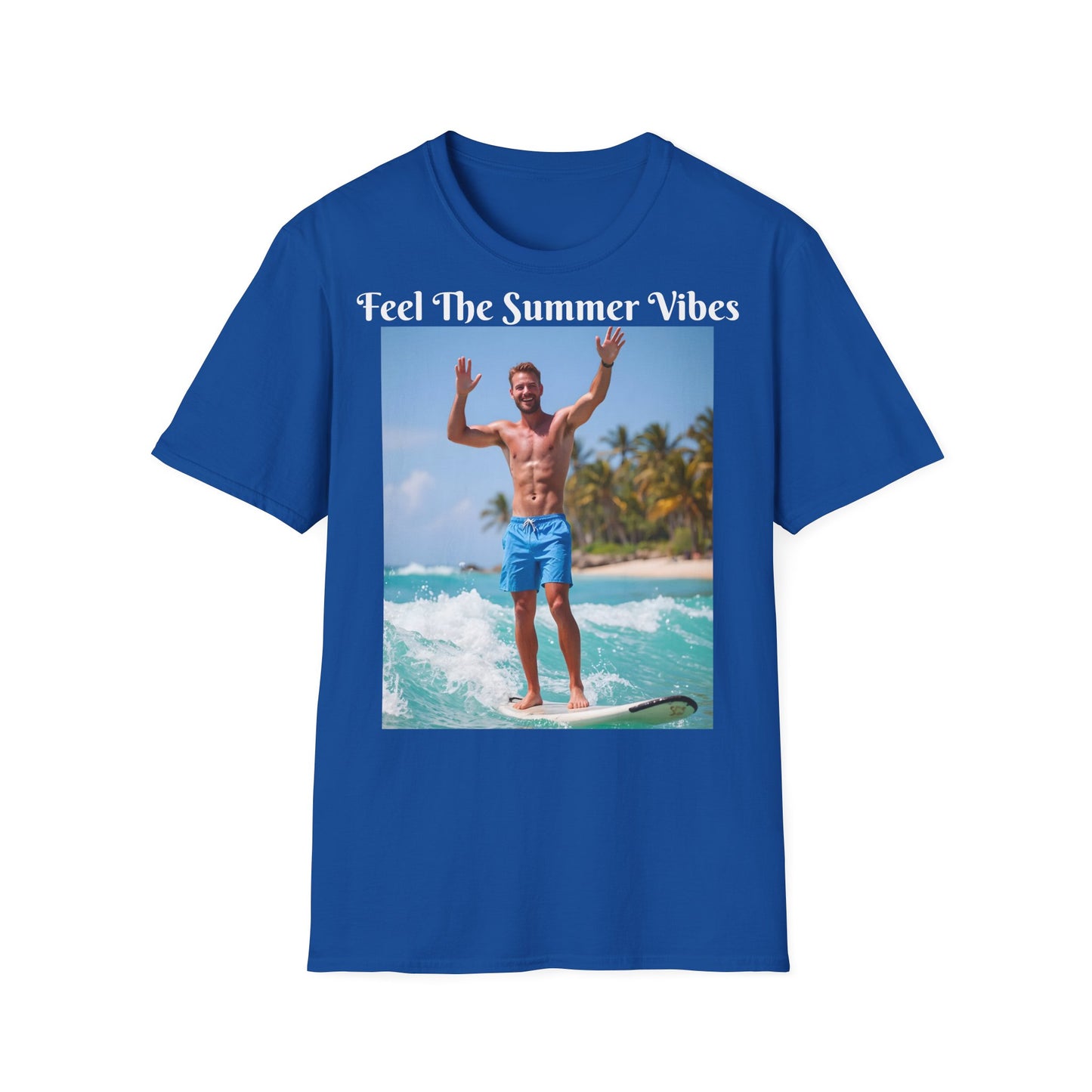 Customizable "Feel the Summer Vibes" Cotton Softstyle T-Shirt