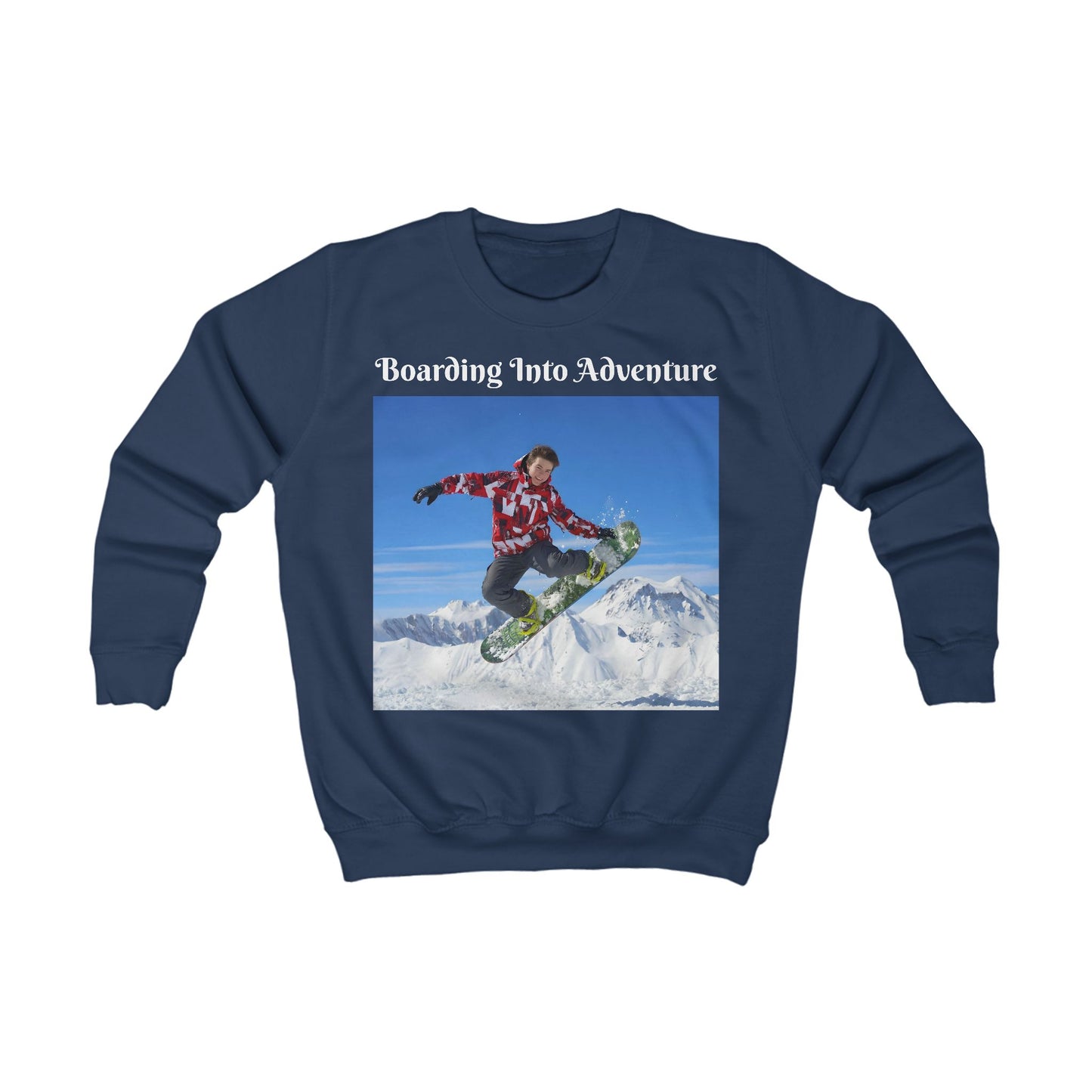 Custom Snowboarding Kids Sweatshirt – Personalized with their Face
