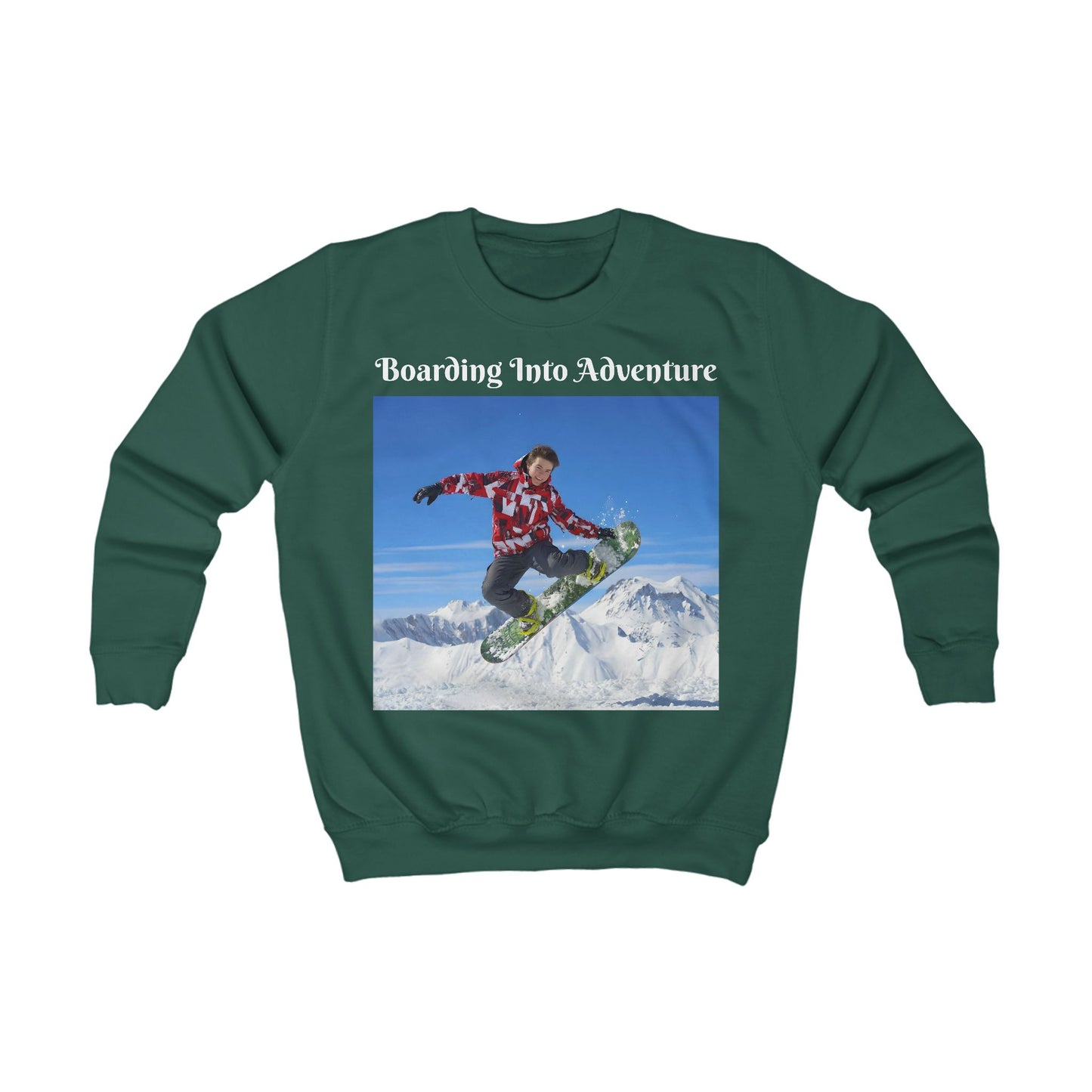 Custom Snowboarding Kids Sweatshirt – Personalized with their Face