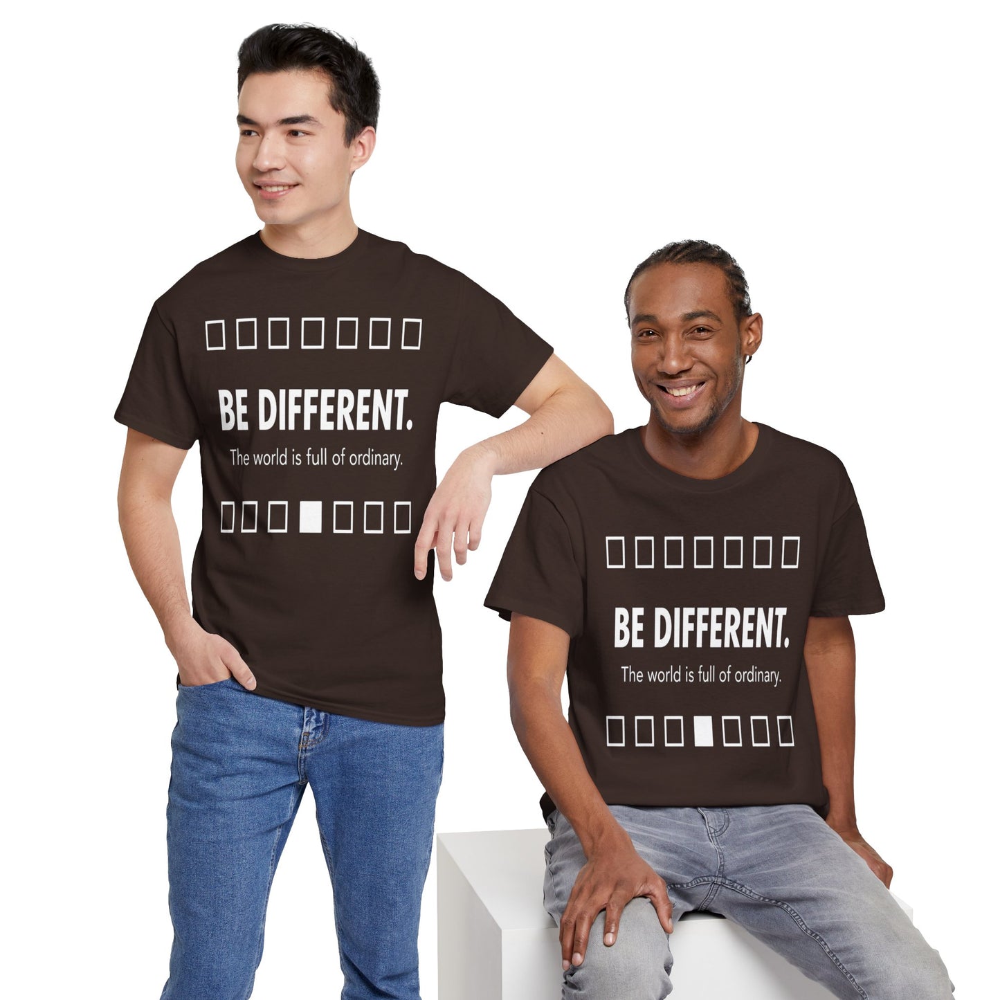 T-shirt With Motivational Prints — 'Be Different. The world is full of ordinary.'