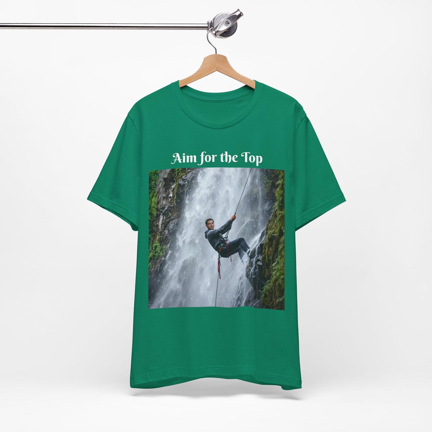 Customizable Cotton Adventure T-Shirt - "Aim for the Top" With Your Face on the T-Shirt