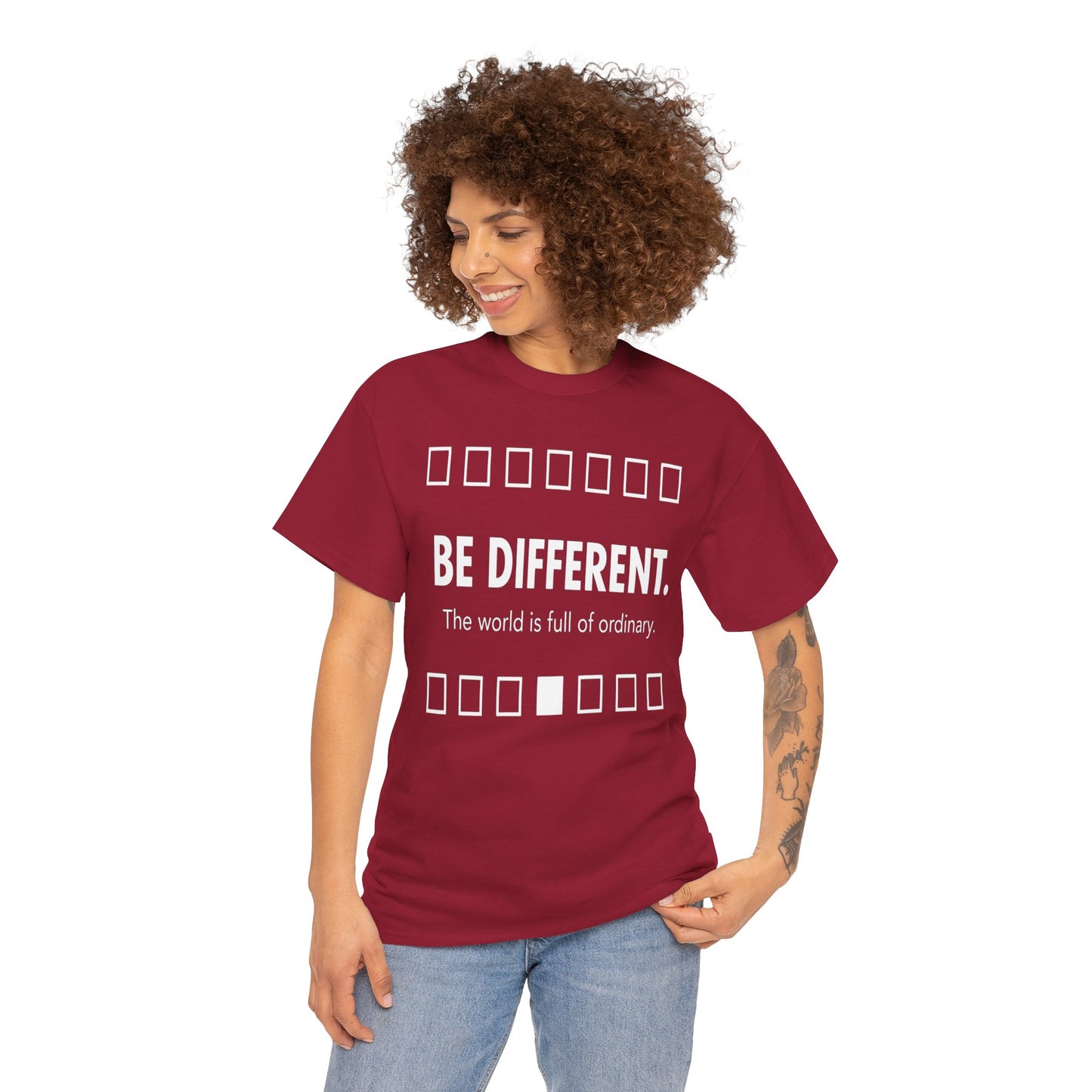T-shirt With Motivational Prints — 'Be Different. The world is full of ordinary.'