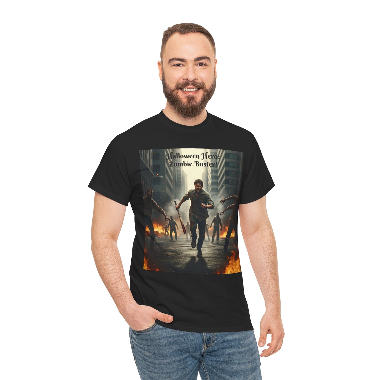 You As a Zombie Buster- Custom Made Halloween Cotton T-Shirt, Your Face On a T-Shirt