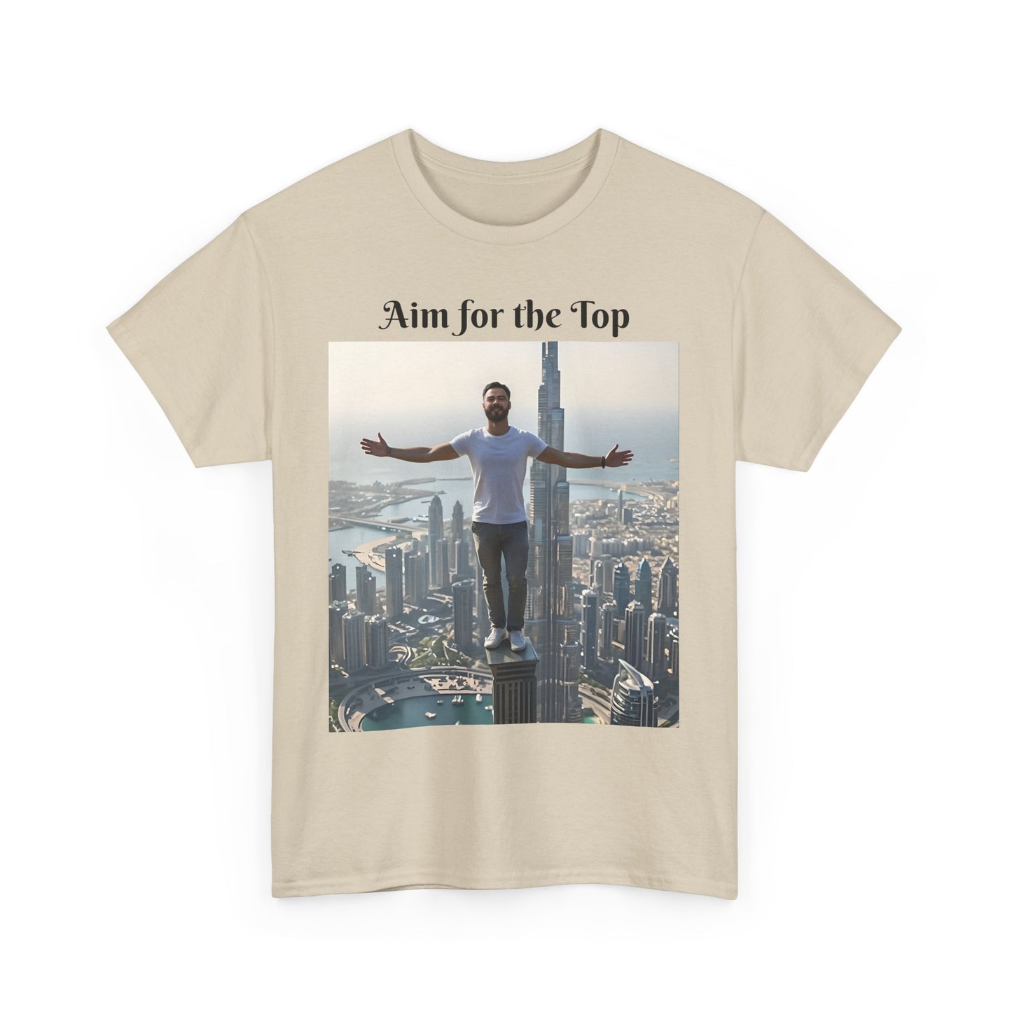 Customizable Cotton T-Shirt - ‘Aim for the Top’ - With Your Face on the T-Shirt