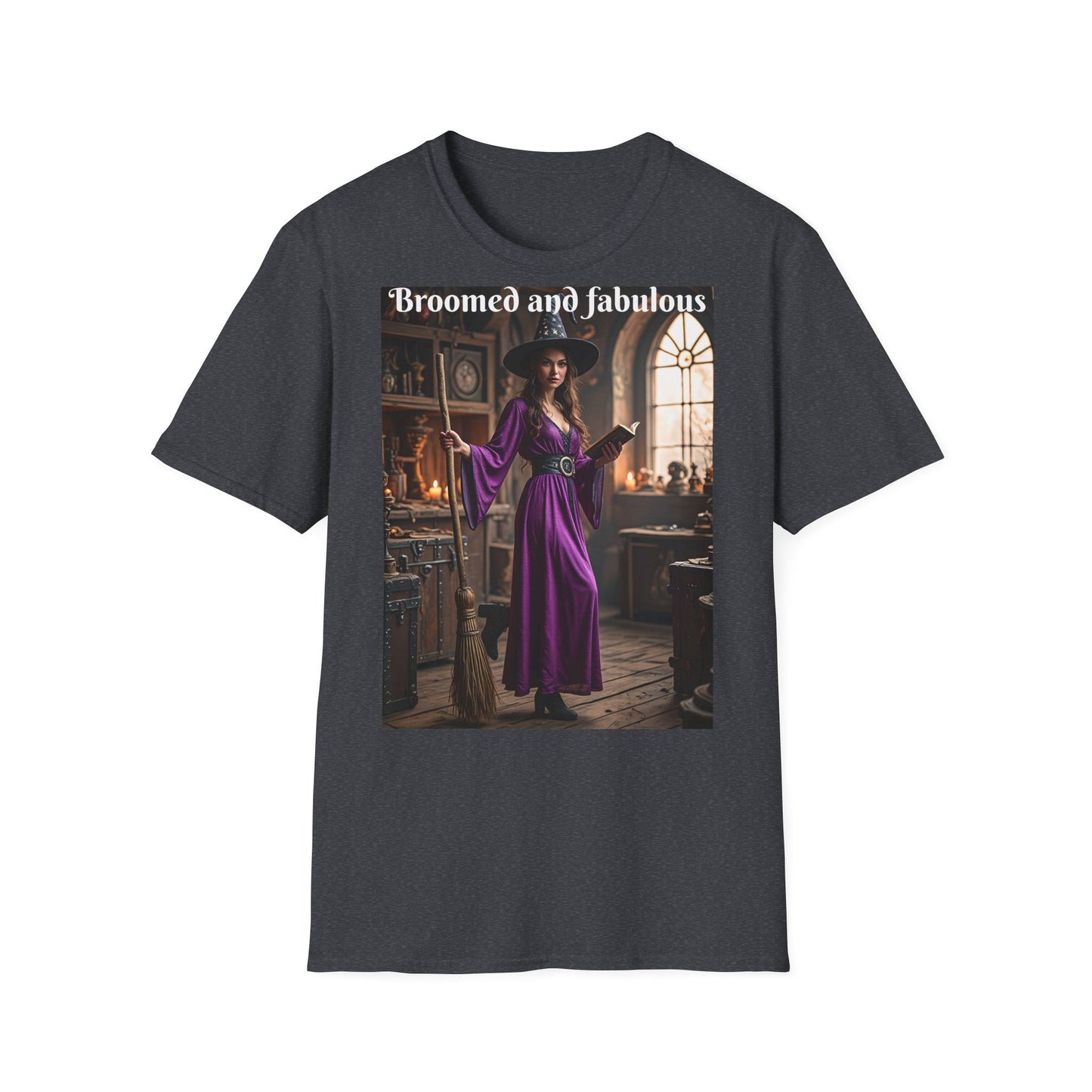 Customizable Woman Cotton Softstyle Halloween T-Shirt - Broomed and Fabulous Halloween Outfit