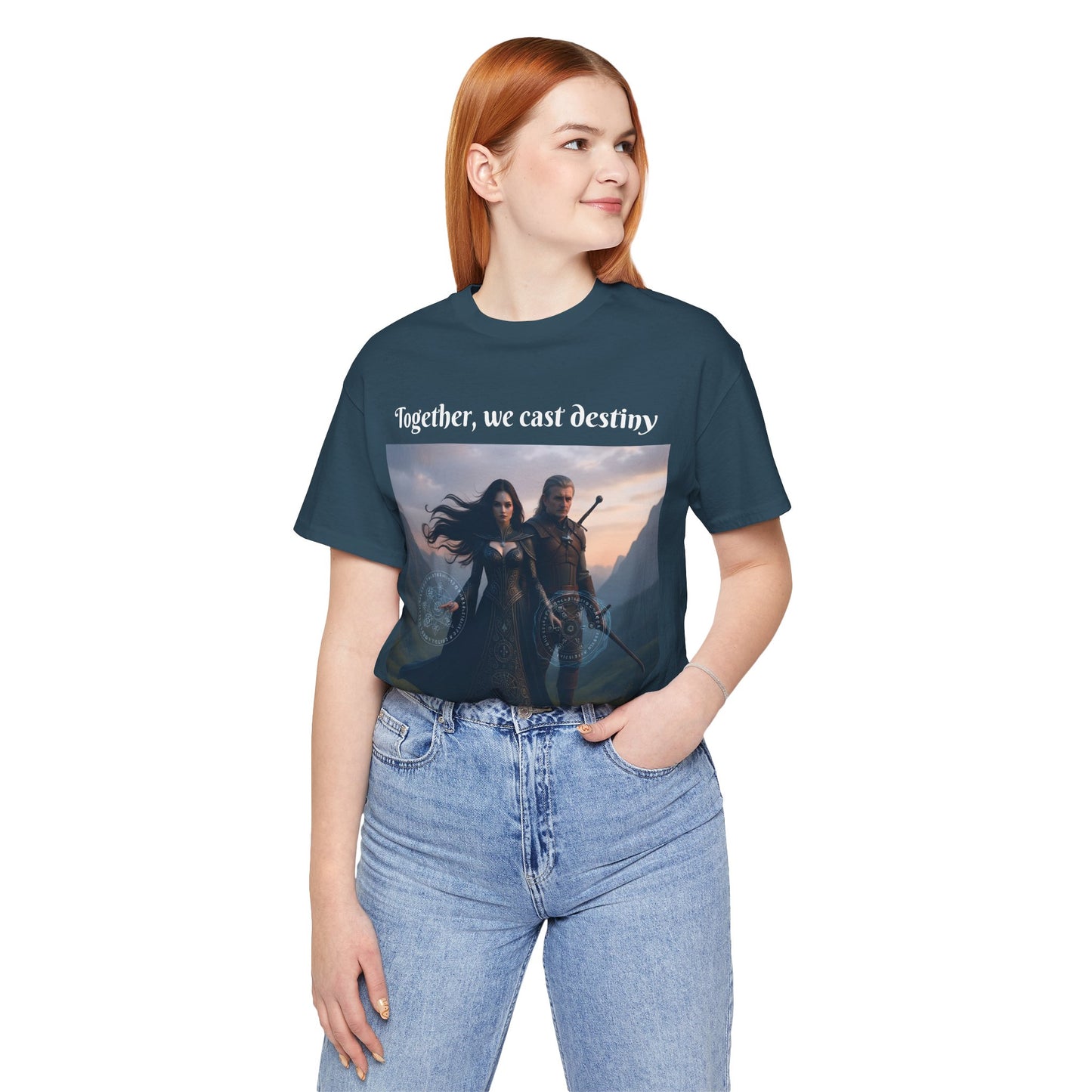 Customizable Halloween Unisex  Cotton T-Shirt - Together, we cast destiny - Halloween