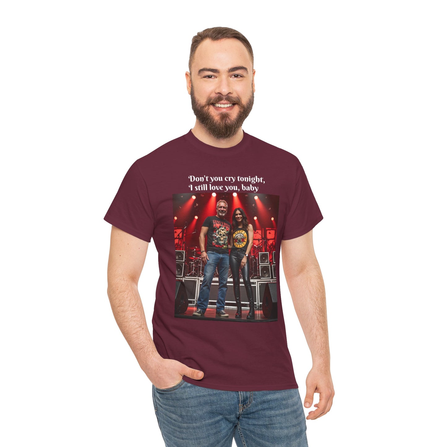 Customizable Classic Rock Unisex Heavy Cotton T-Shirt - ‘Don’t You Cry Tonight’ Vintage Design