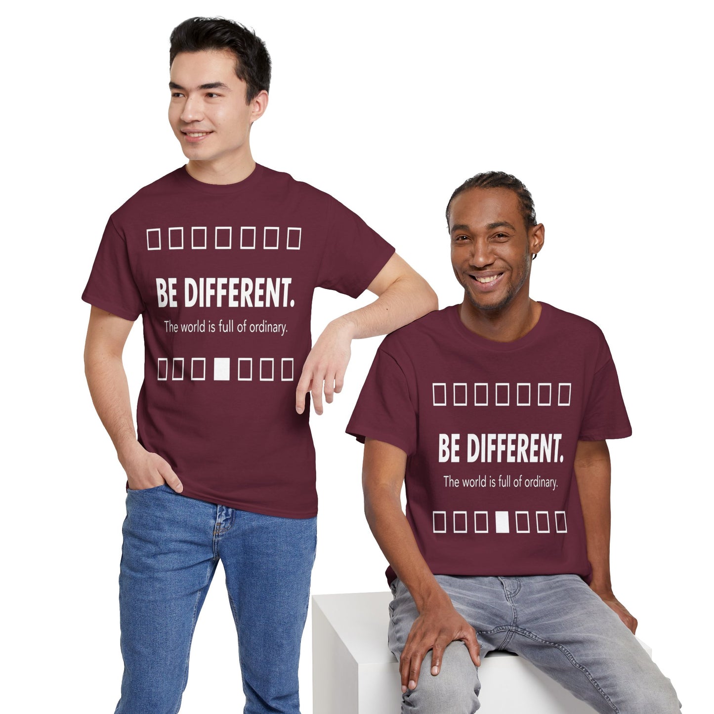 T-shirt With Motivational Prints — 'Be Different. The world is full of ordinary.'