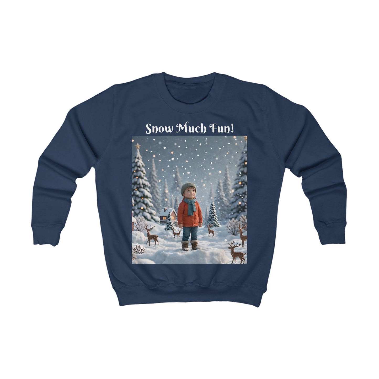 Kids Winter Sweatshirt — “Snow Much Fun!” Winter Forest Sweatshirt