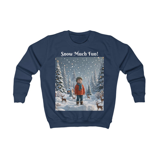 Kids Winter Sweatshirt — “Snow Much Fun!” Winter Forest Sweatshirt