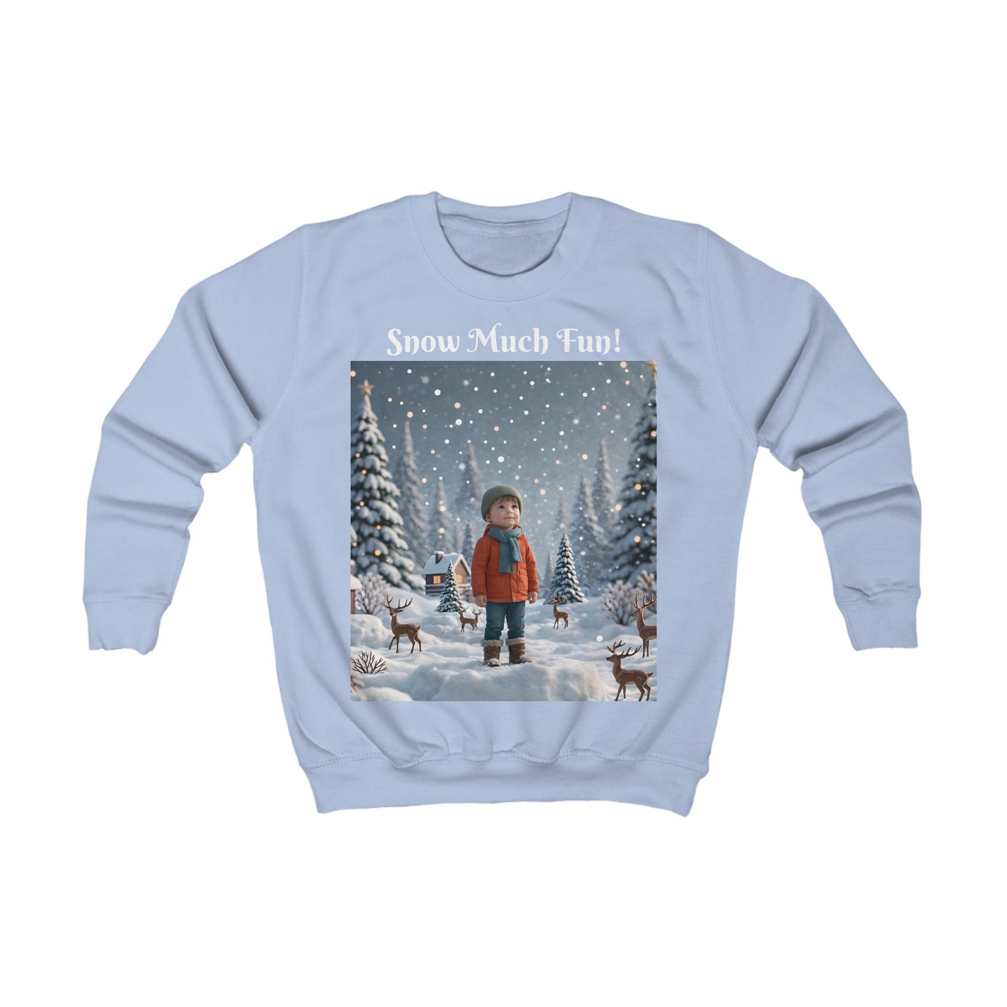 Kids Winter Sweatshirt — “Snow Much Fun!” Winter Forest Sweatshirt