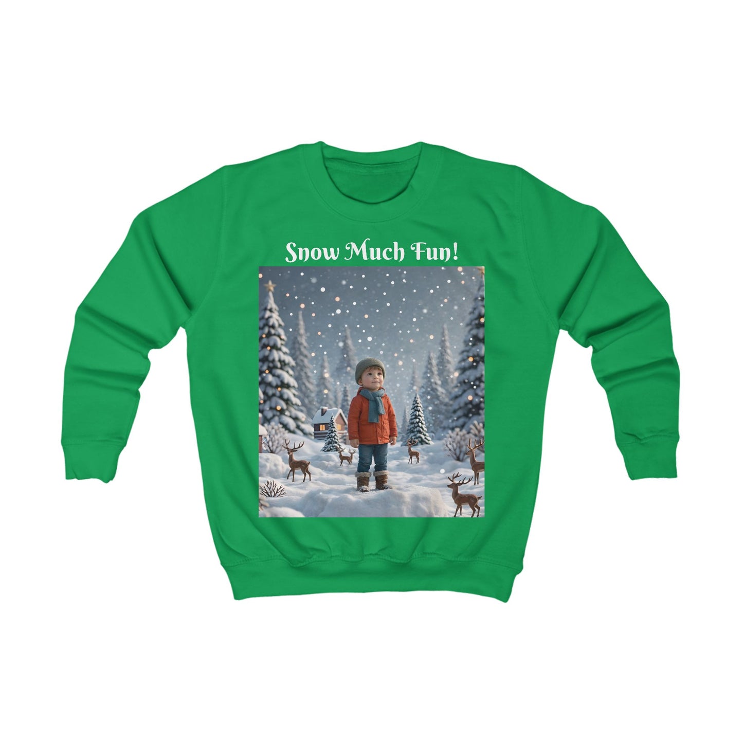 Kids Winter Sweatshirt — “Snow Much Fun!” Winter Forest Sweatshirt
