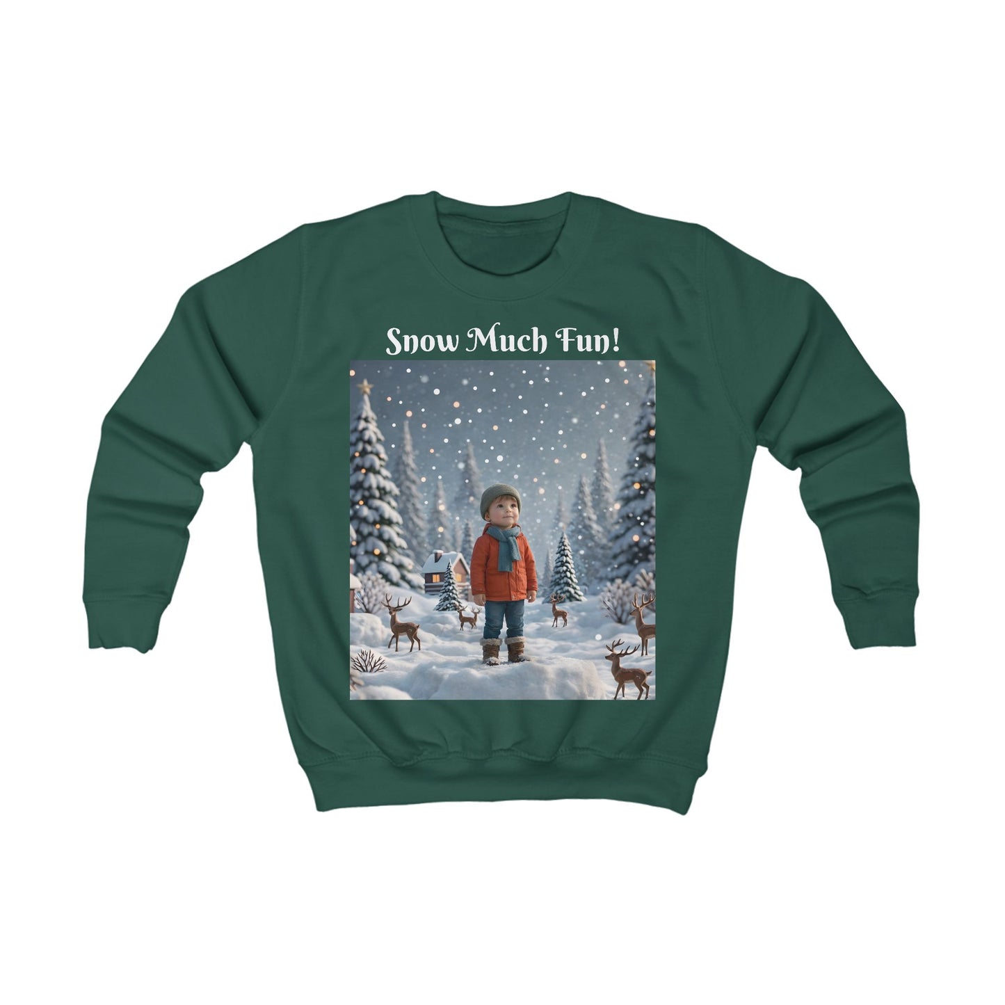 Kids Winter Sweatshirt — “Snow Much Fun!” Winter Forest Sweatshirt