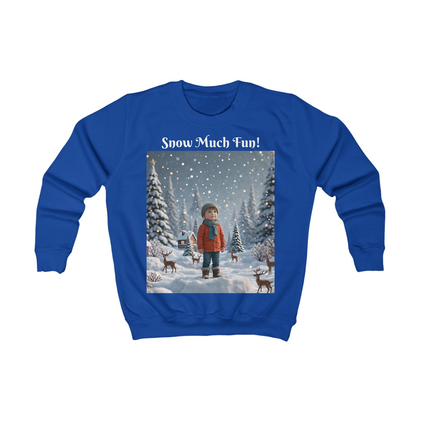Kids Winter Sweatshirt — “Snow Much Fun!” Winter Forest Sweatshirt