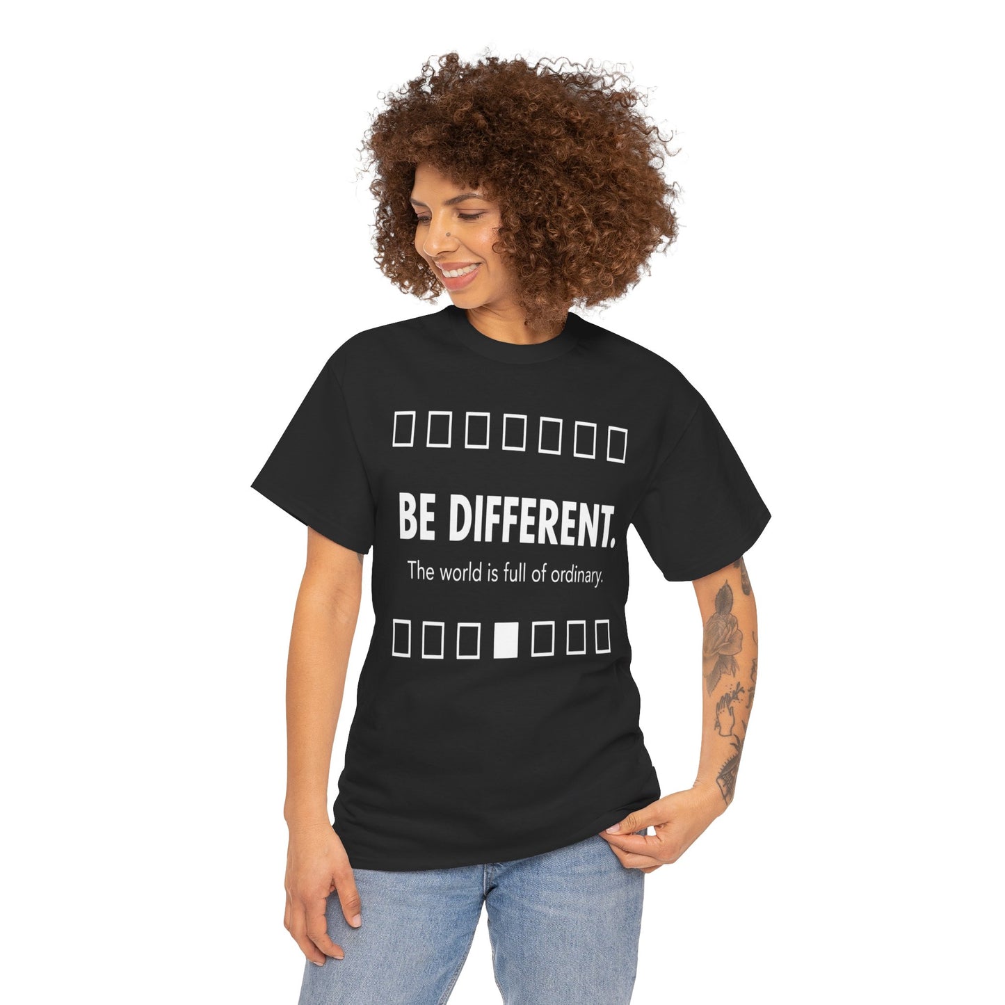 T-shirt With Motivational Prints — 'Be Different. The world is full of ordinary.'