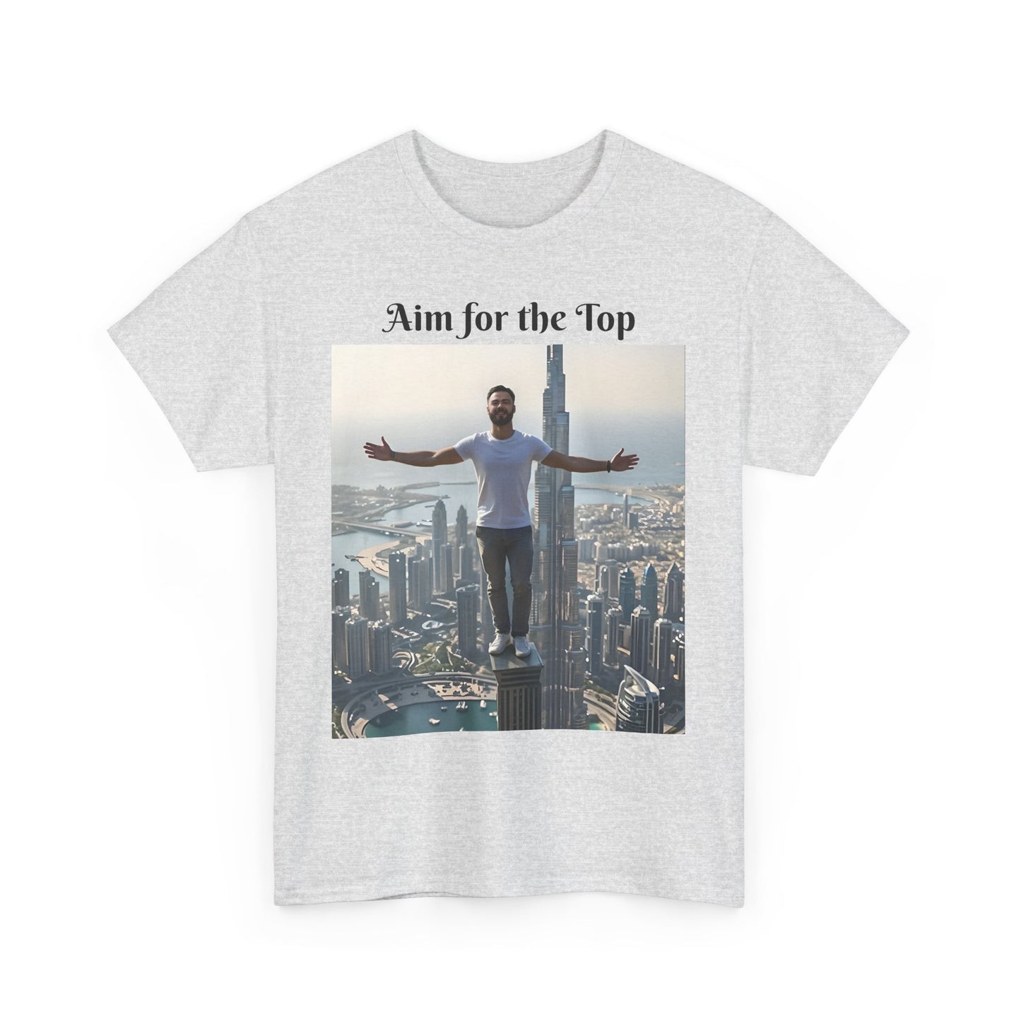 Customizable Cotton T-Shirt - ‘Aim for the Top’ - With Your Face on the T-Shirt