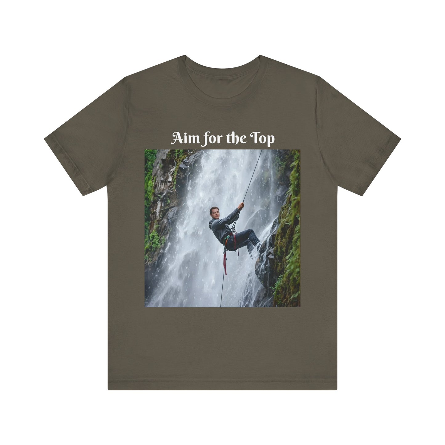 Customizable Cotton Adventure T-Shirt - "Aim for the Top" With Your Face on the T-Shirt