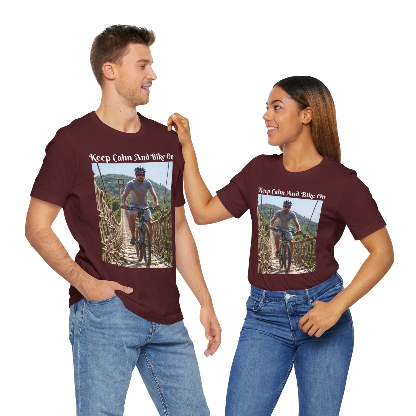 Customizable Unisex T-Shirt - 'Keep Calm and Bike On' - Perfect for Cycling Enthusiasts