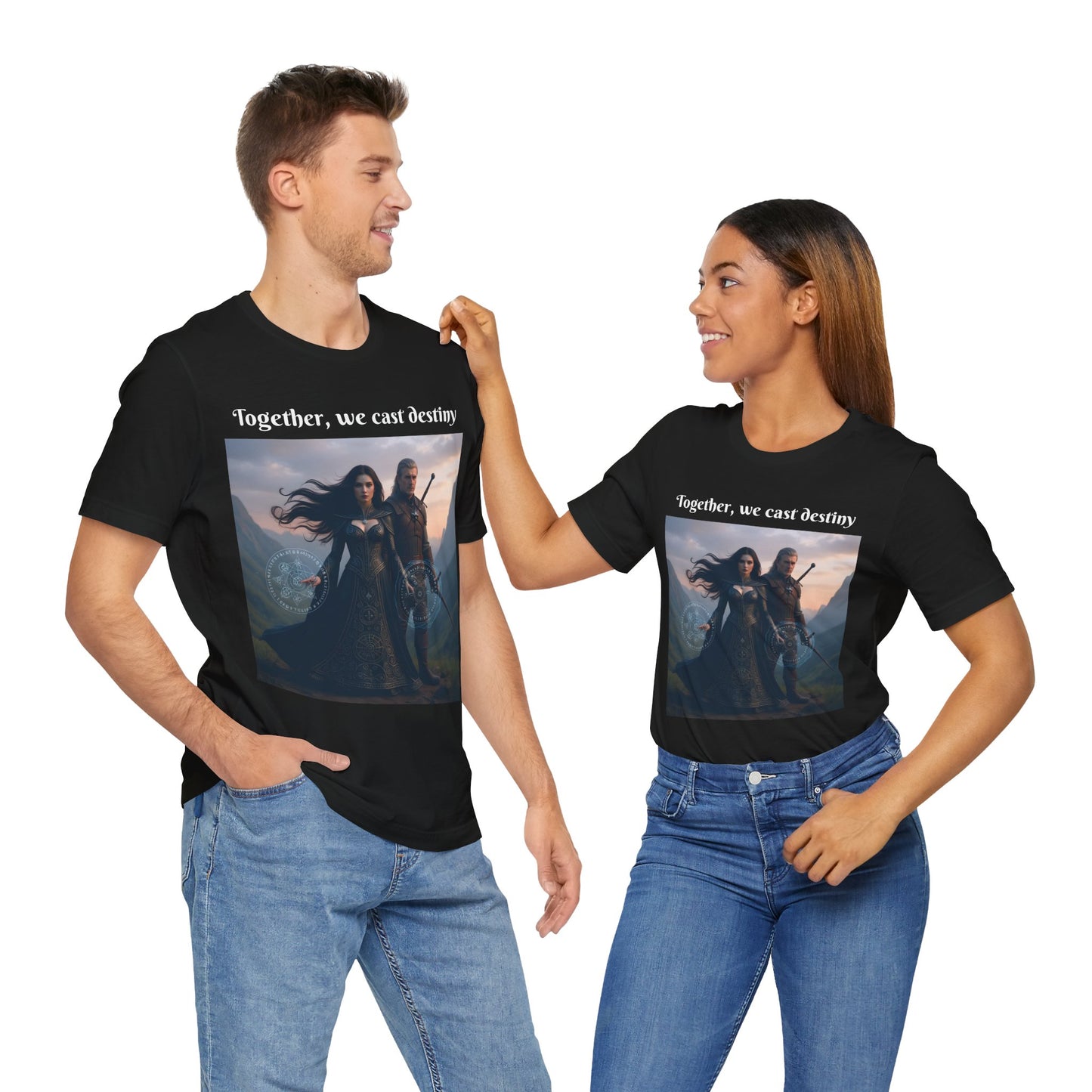 Customizable Halloween Unisex  Cotton T-Shirt - Together, we cast destiny - Halloween