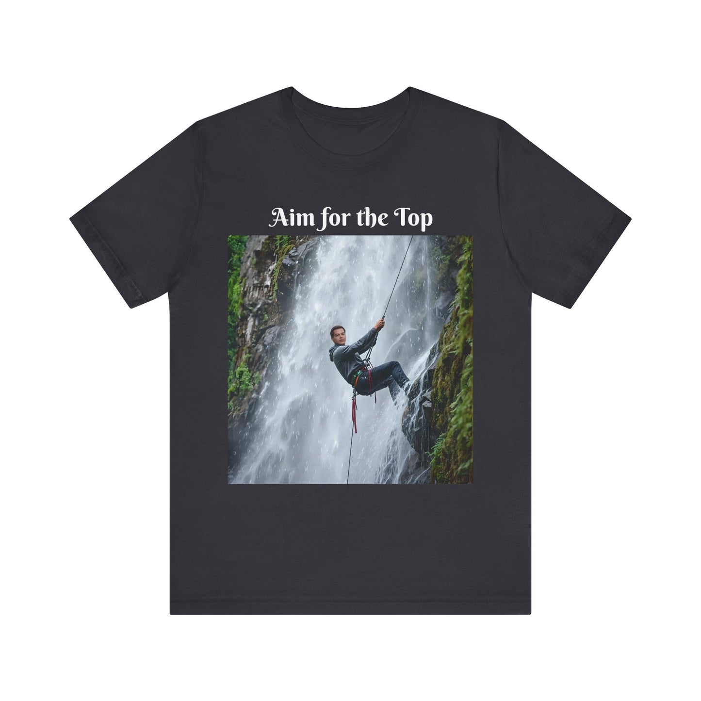 Customizable Cotton Adventure T-Shirt - "Aim for the Top" With Your Face on the T-Shirt