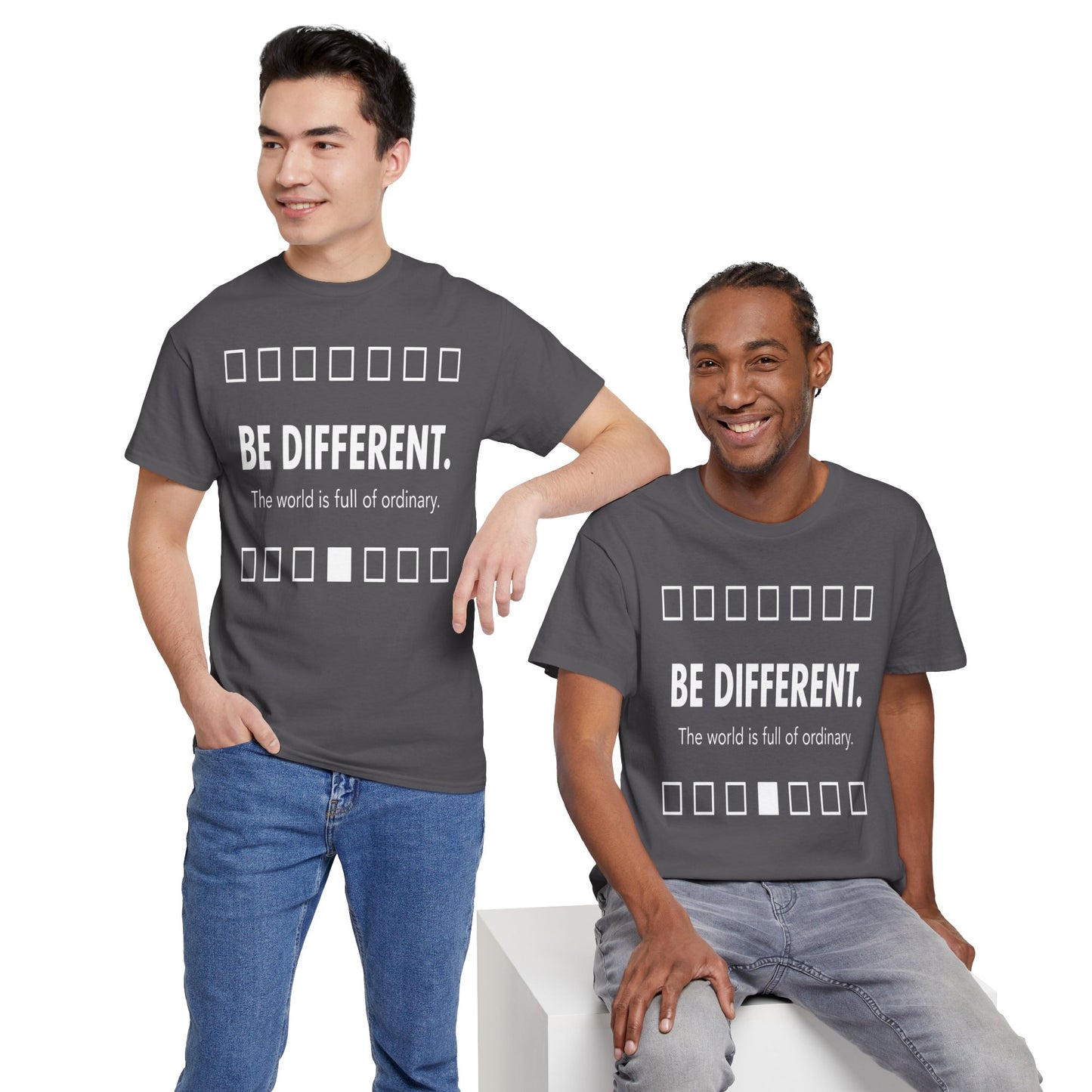 T-shirt With Motivational Prints — 'Be Different. The world is full of ordinary.'