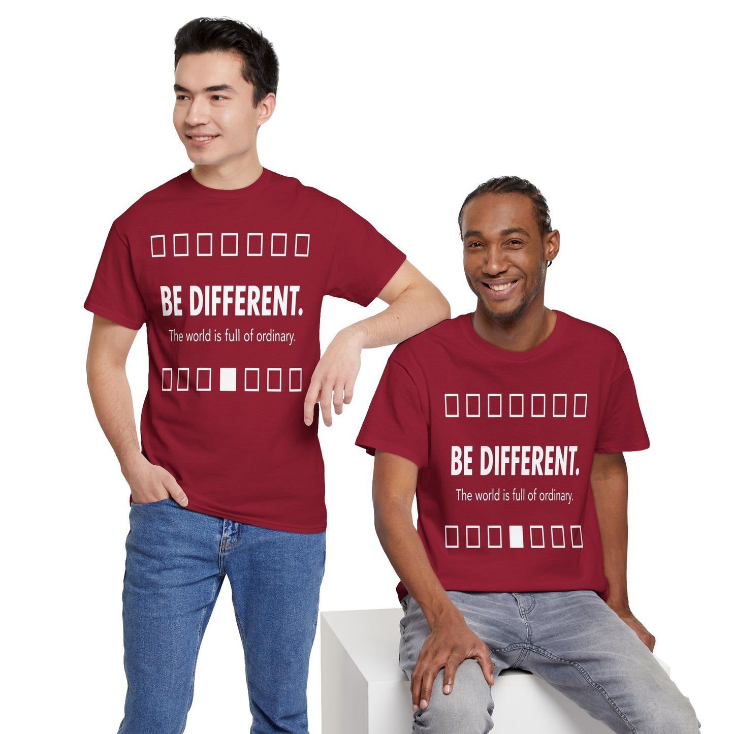 T-shirt With Motivational Prints — 'Be Different. The world is full of ordinary.'