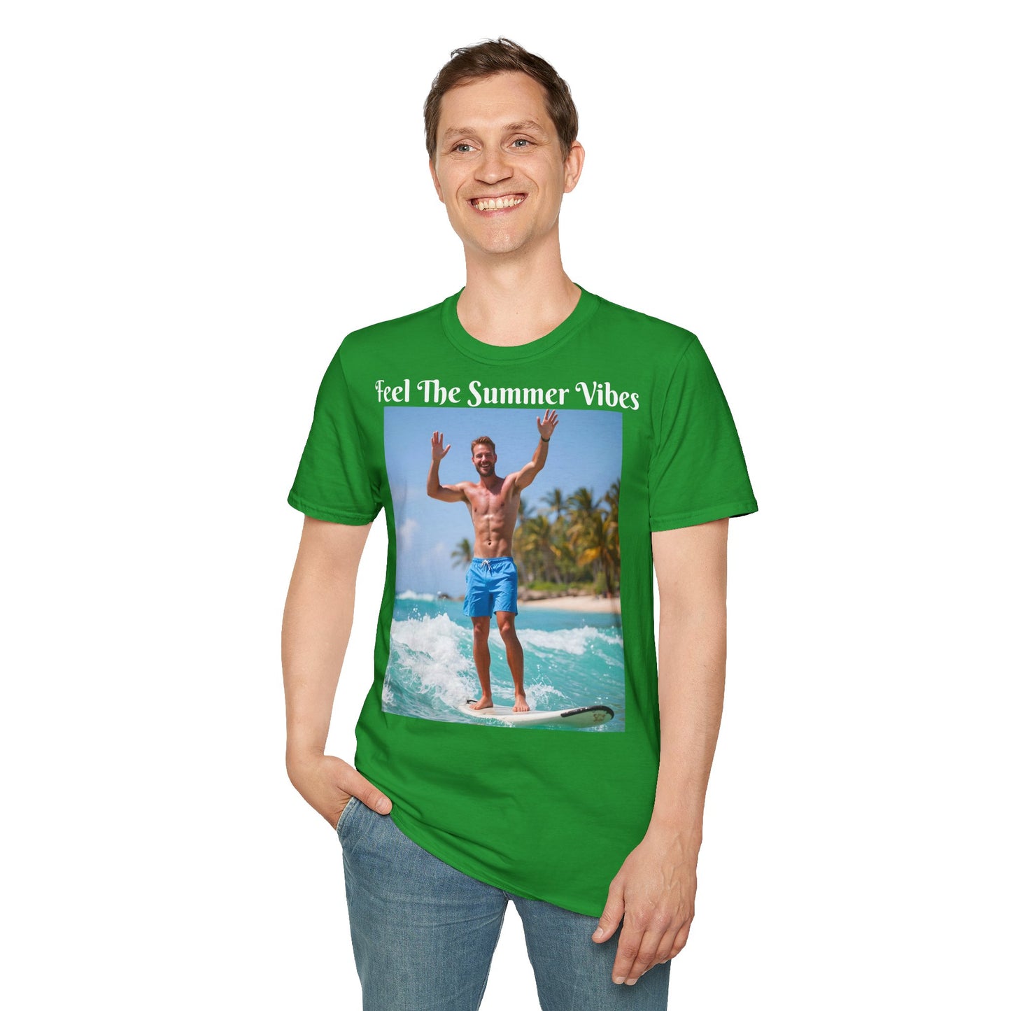 Customizable "Feel the Summer Vibes" Cotton Softstyle T-Shirt